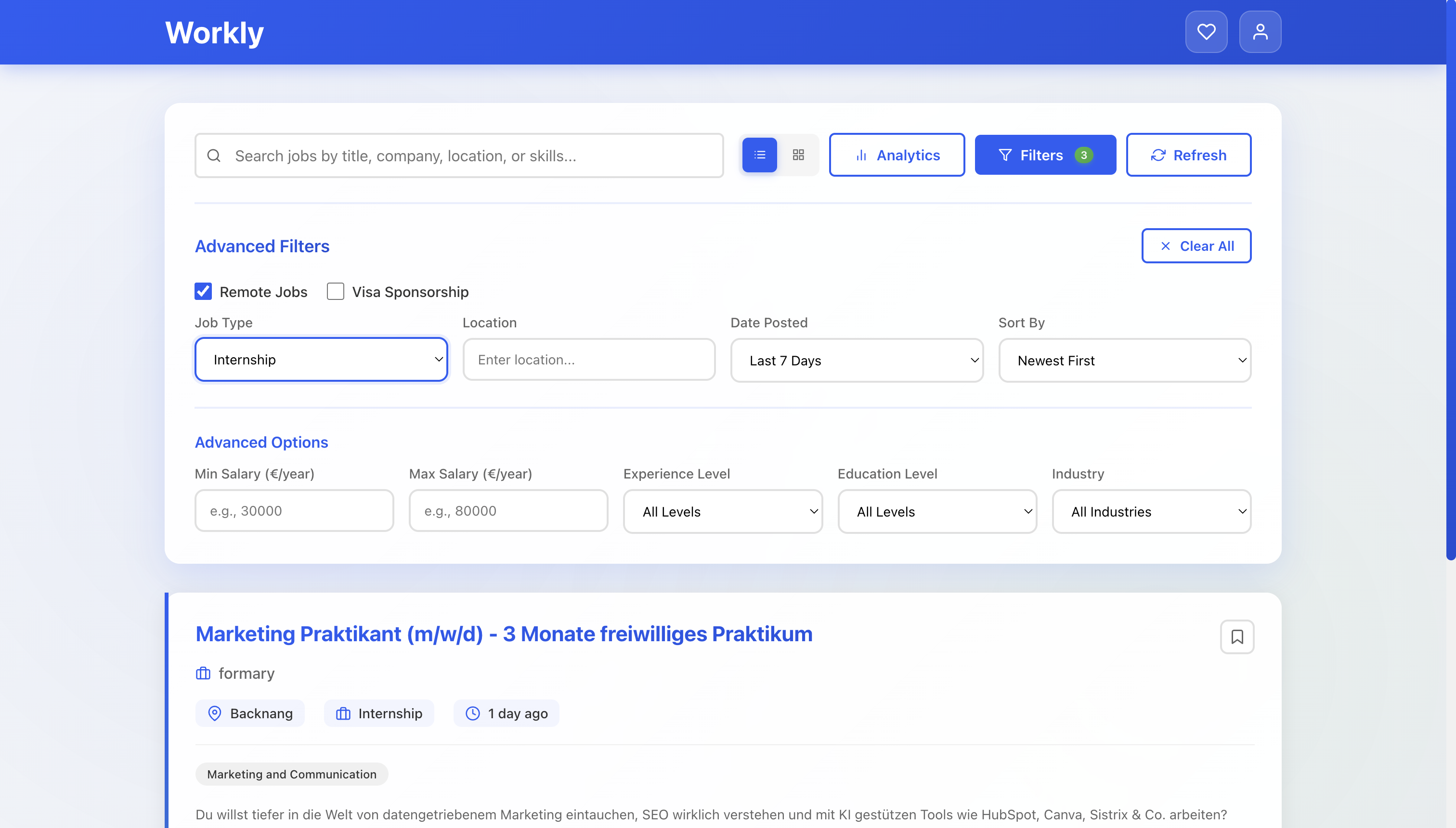 Workly Job Search Platform preview
